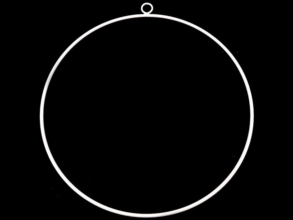 Kovový kruh na lapač snů / k dekorování Ø50 cm - 2 bílá