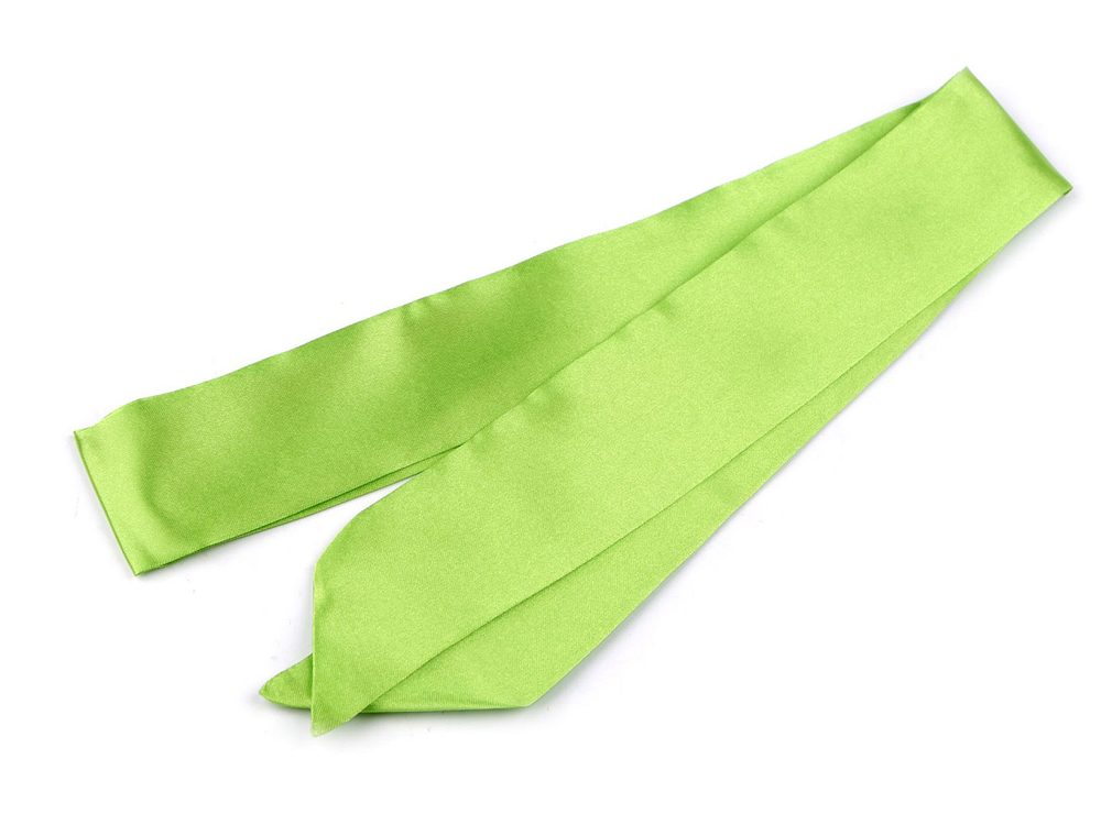 Šátek úzký do vlasů, na krk, na kabelku jednobarevný, s květy - 6 zelená sv.