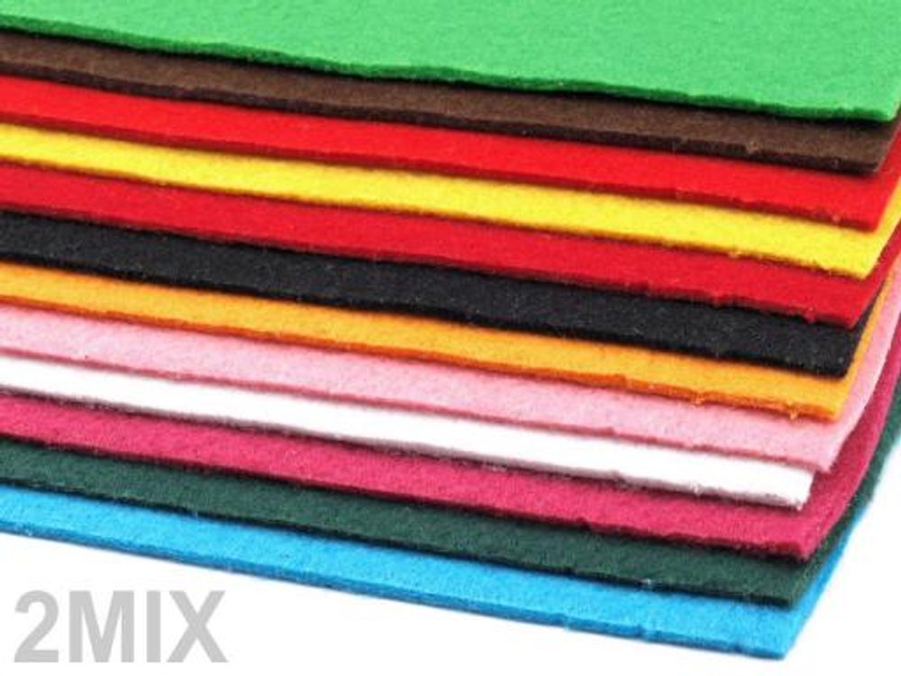 Látková dekorativní plsť / filc 20x30 cm MIX 12 KUSŮ - 2 mix