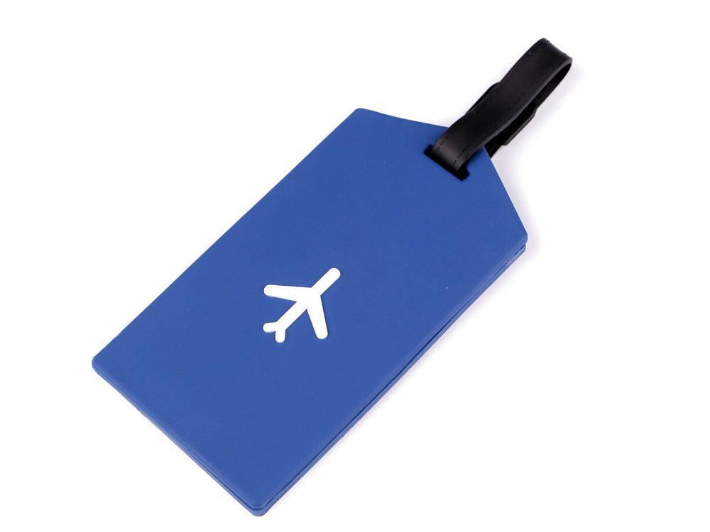 Jmenovka / visačka na kufr letadlo - 4 modrá