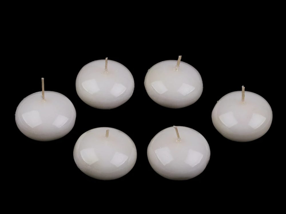 Plovoucí svíčky Ø4,5 cm 6 kusů - 3 krémová nejsvět. - lesk