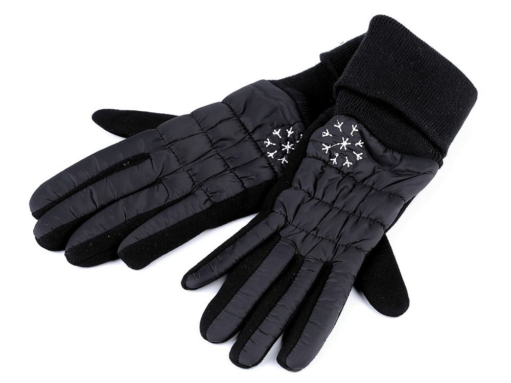 Dámské prošívané rukavice vločka - 2 černá