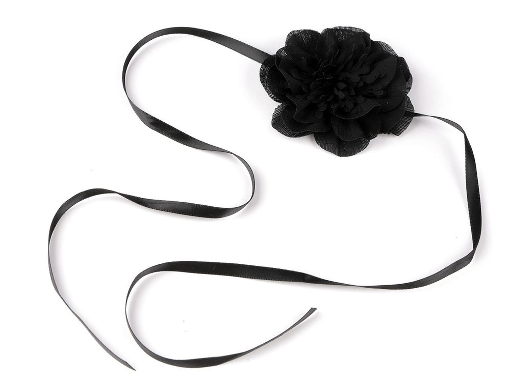 Náhrdelník květ gotický / ozdoba na krk - 1 (Ø9 cm) černá mat