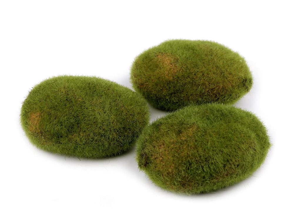Dekorační mechové kameny 1 ks - 2 zelená hnědá