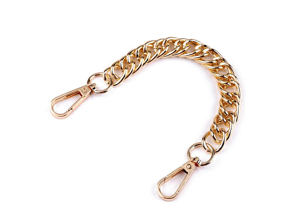 Řetízek / ucho na kabelku s karabinou délka 25 cm - 2 růžové zlato
