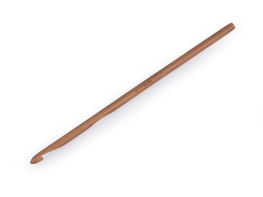 Bambusový háček na háčkování vel. 3; 4; 4,5; 5; 5,5 - 6 (5 mm) bambus tmavý