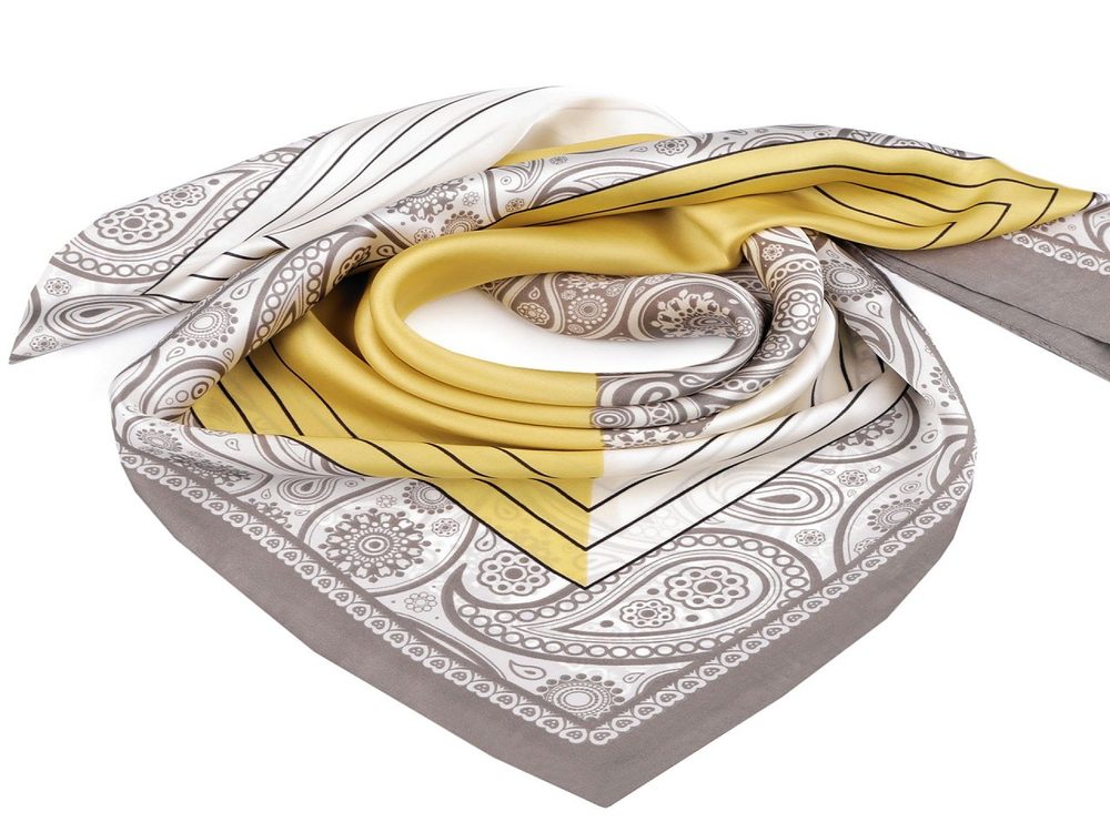 Saténový šátek paisley 70x70 cm - 3 šedá