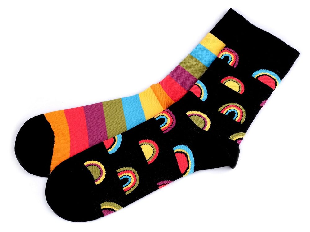 Ponožky barevné, bavlněné Wola - 43 (vel. 43/46) černá duha