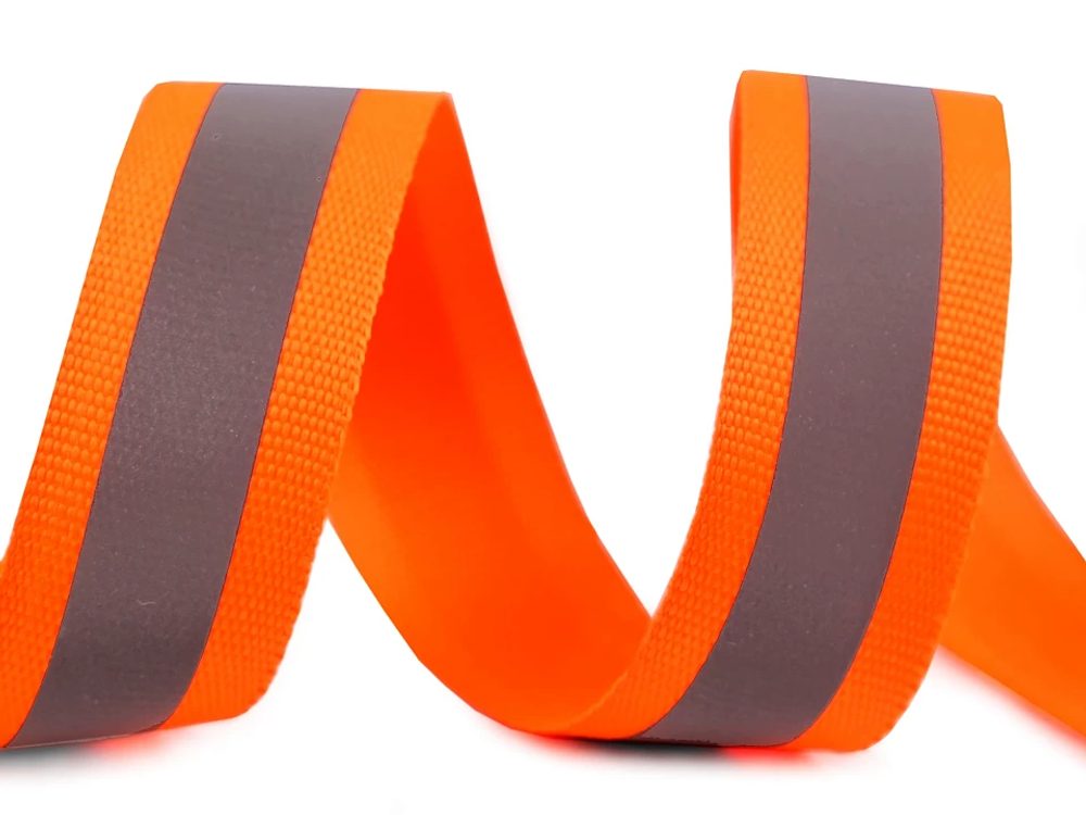 Reflexní páska šíře 20 mm na tkanině návin 2 metry - 2 oranžová