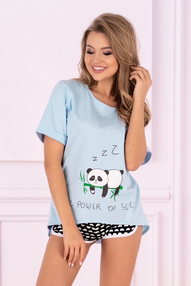 Dámské pyžamo Panda - L/XL - modro - černá