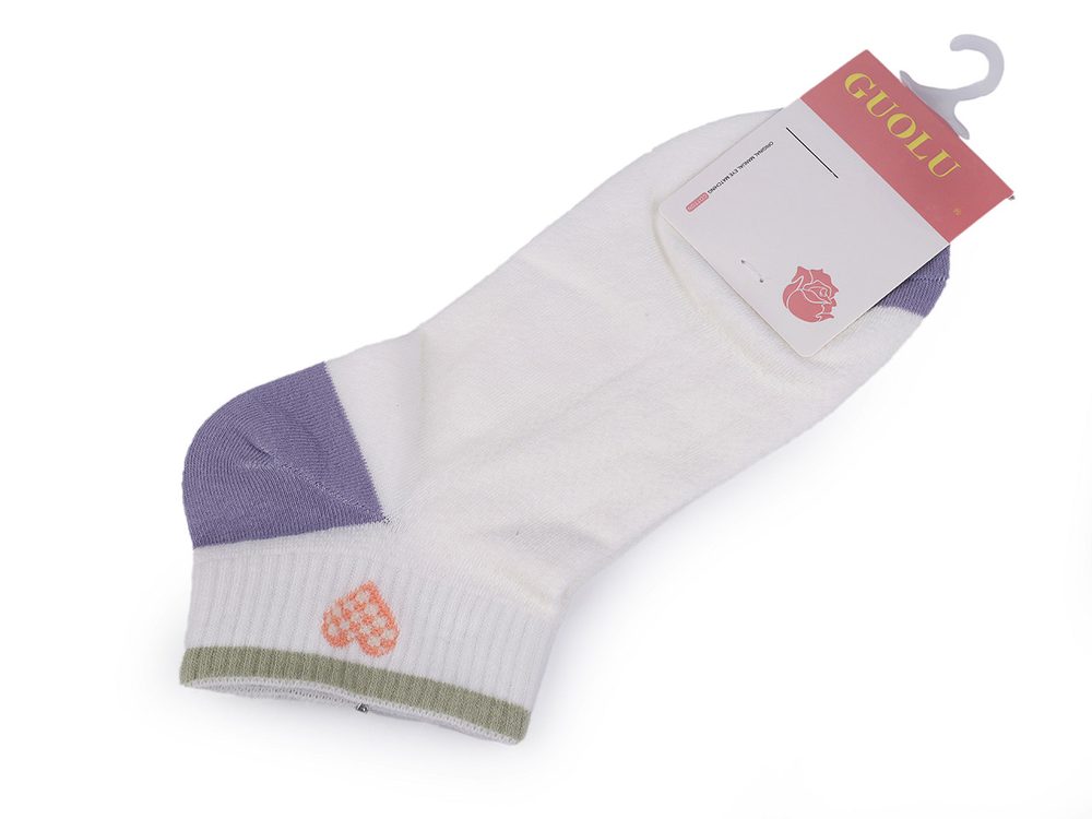 Dámské / dívčí bavlněné ponožky kotníkové - 7 bílá