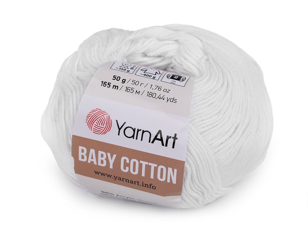 Pletací příze Baby Cotton 50 g - 1 (400) bílá