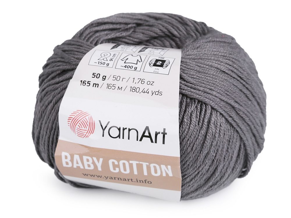 Pletací příze Baby Cotton 50 g - 12 (454) šedá