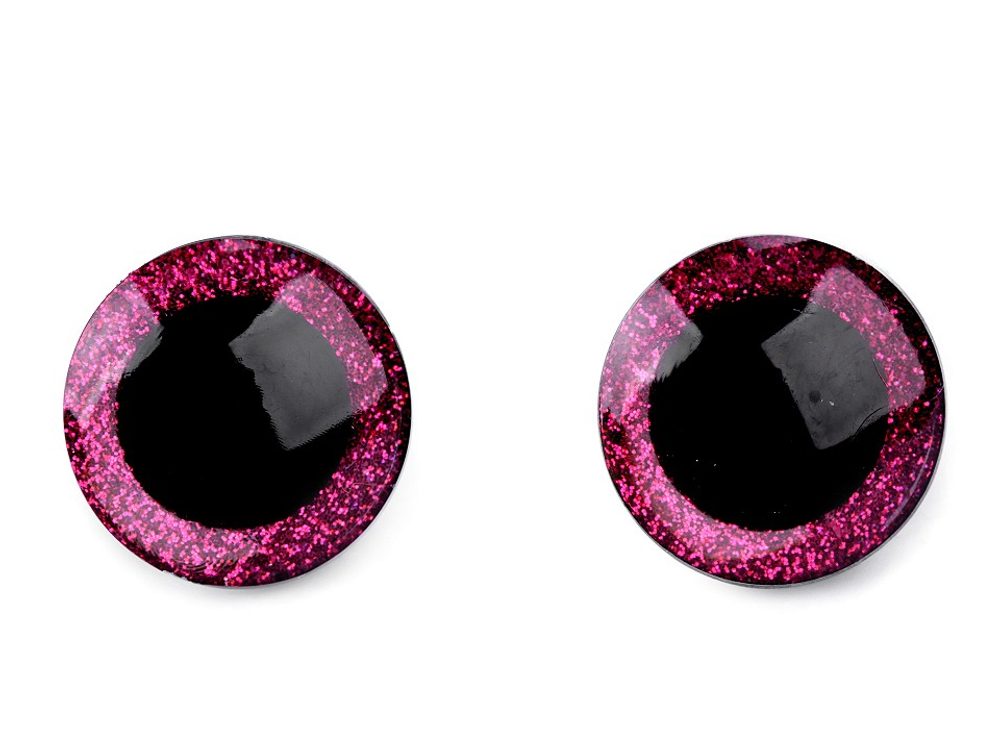 Bezpečnostní oči glitrové Ø25 mm 4ks - 2 pink