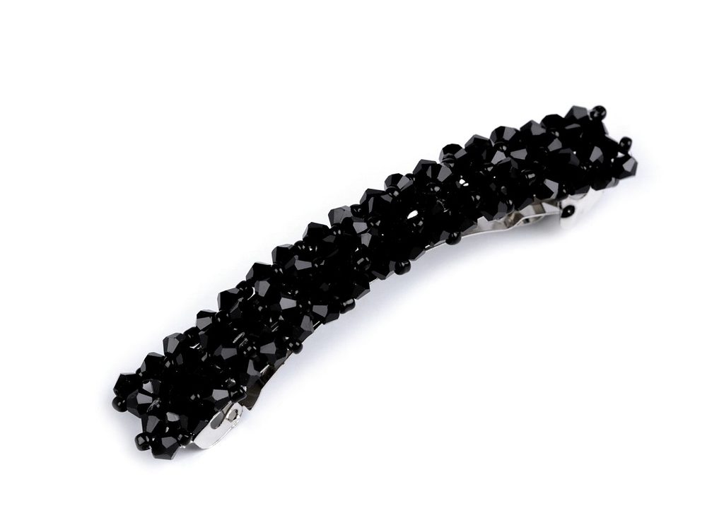 Francouzská spona do vlasů s broušenými korálky - 6 černá