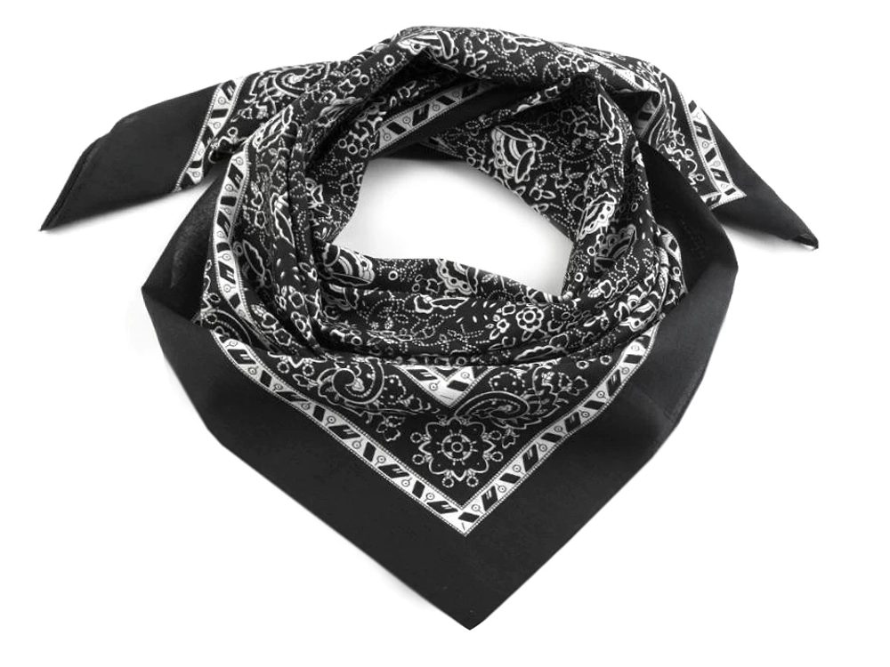 Bavlněný šátek kašmírový vzor 70 x 70 cm - 3 černá