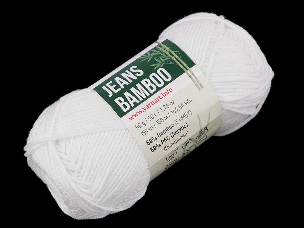 Pletací příze Jeans Bamboo 50 g - 1 (101) bílá