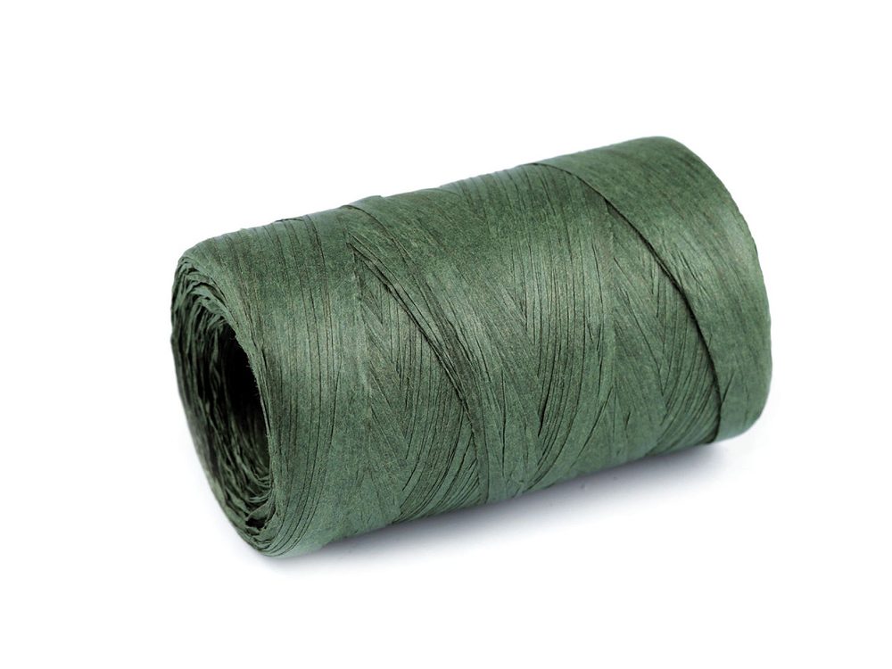 Lýko rafie k pletení tašek - přírodní, šíře 5-8 mm - 8 zelená