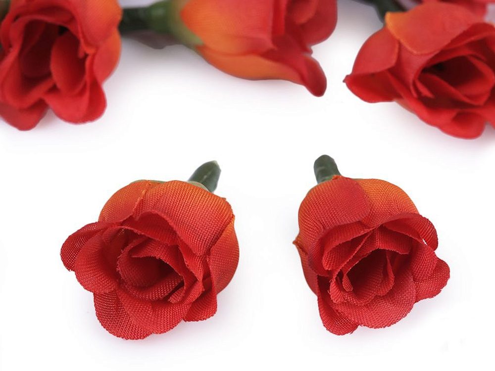 Umělý květ růže Ø25 mm 5 ks - 10 červená