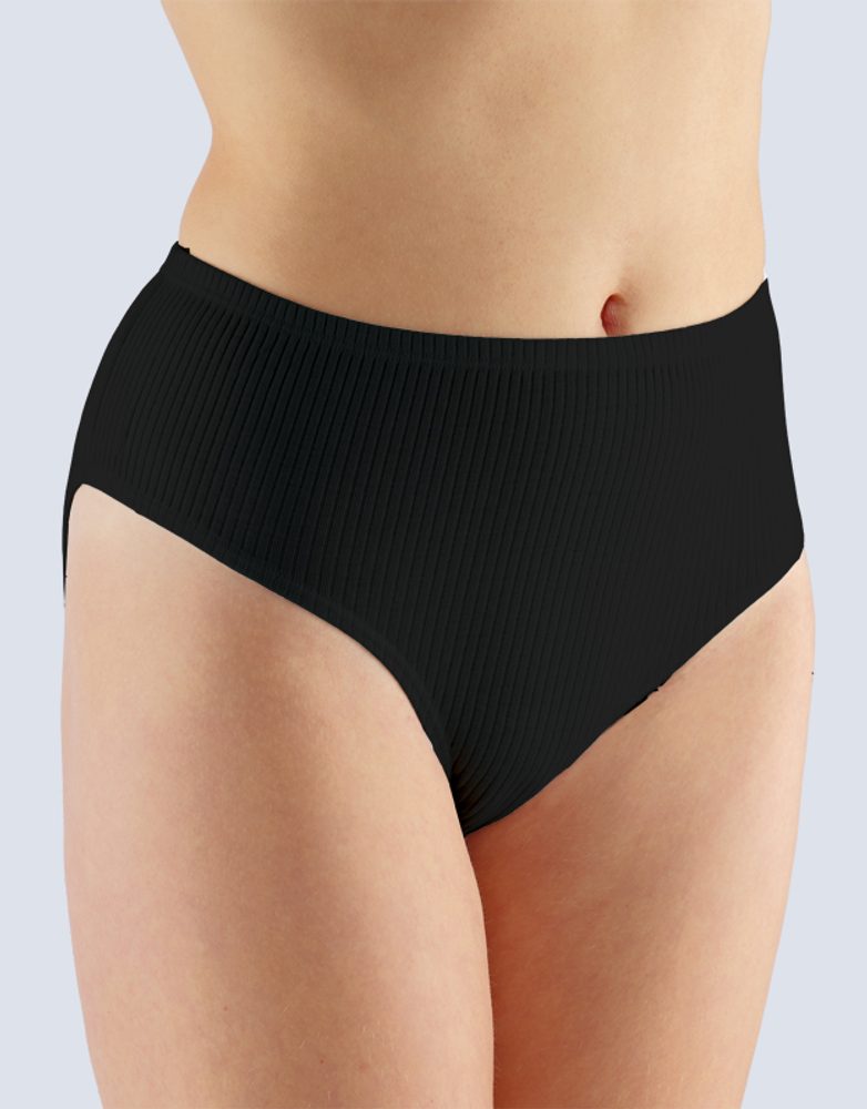 GINA dámské kalhotky klasické ve větších velikostech, větší velikosti, šité, jednobarevné 11089P - černá - 50/52