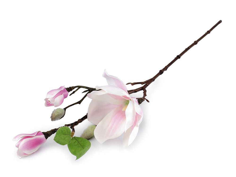 Umělá větvička magnolie - 1 bílá růžová