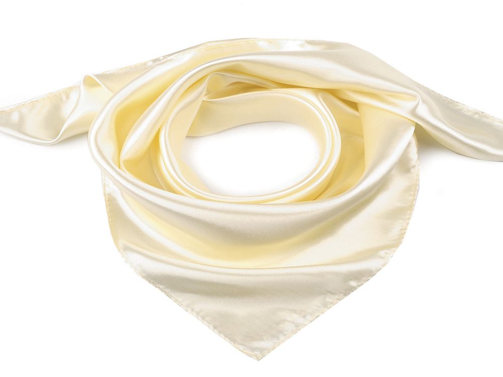 Saténový šátek jednobarevný 60x60 cm - 2 vanilková