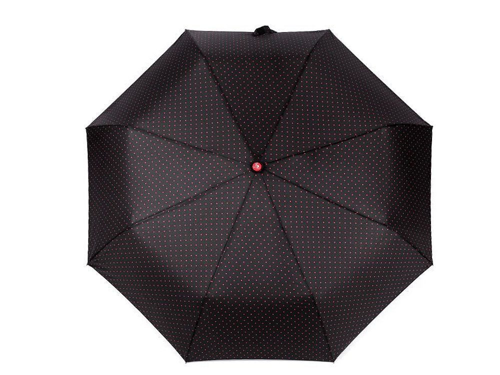 Dámský skládací vystřelovací deštník s puntíky - 4 černá