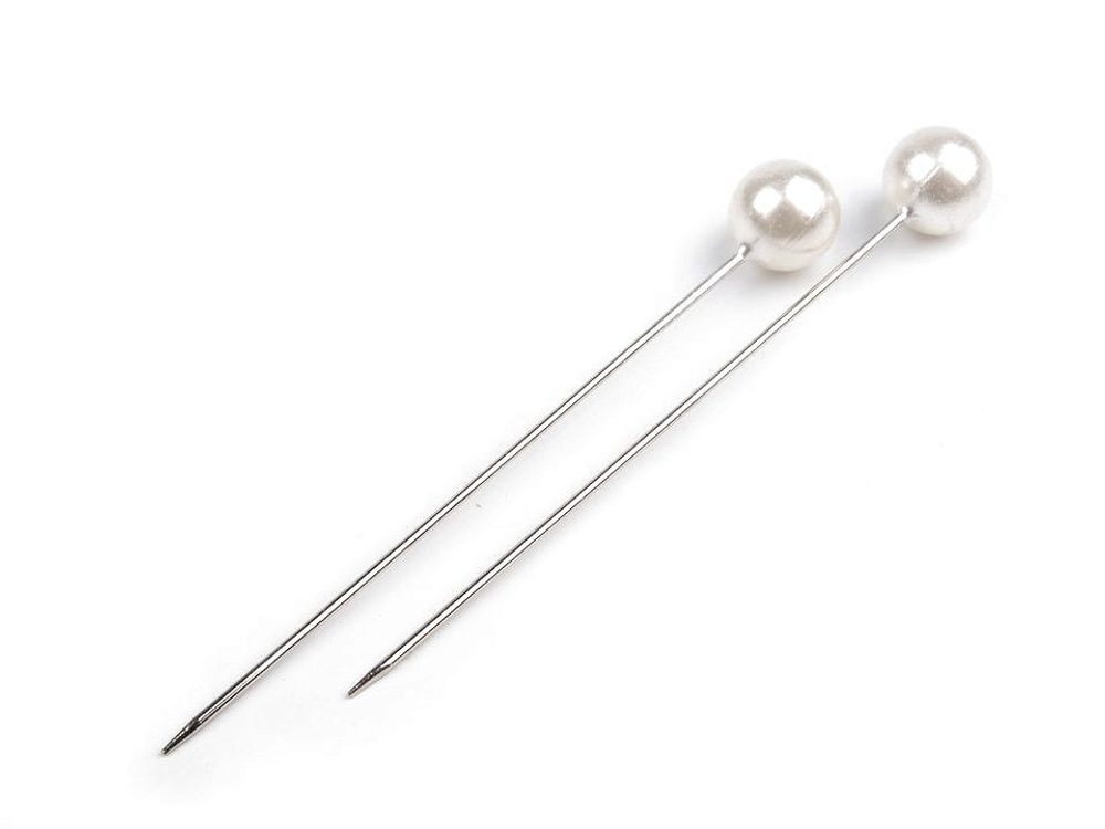 Ozdobné špendlíky délka 55 mm 50 kusů - 1 bílá perleť