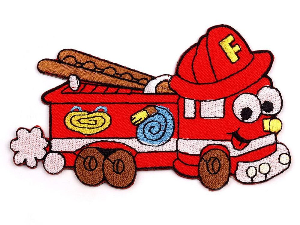 Nažehlovačka auto, traktor, loď - 1 červená hasiči