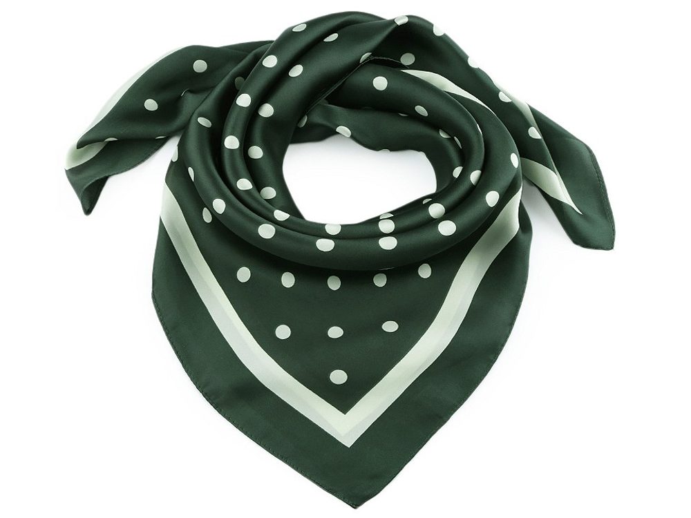 Šátek s puntíky a lemem 70x70 cm - 5 zelená