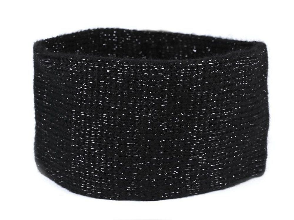 Dámská pletená čelenka s lurexem - 12 černá