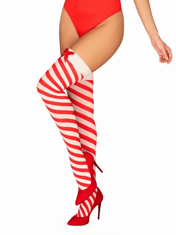 Vánoční punčochy Kissmas stockings - Obsessive - S/M - červená