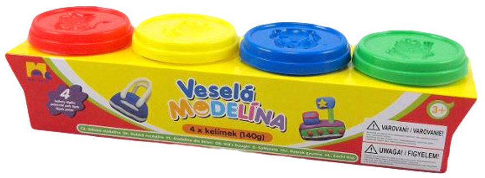 Veselá modelína barevná sada 4 kelímky 140g modelovací hmota