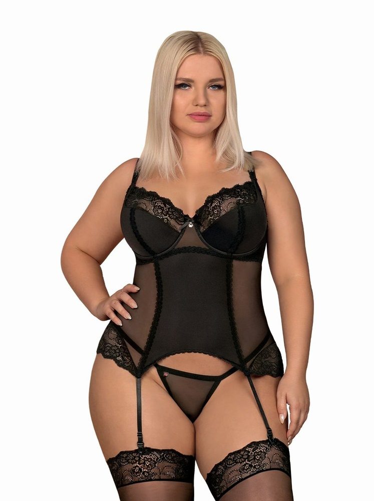 Sexy korzet Amallie corset XXL - Obsessive - 2XL/3XL - černá