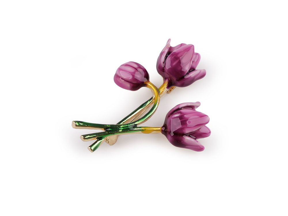 Brož květy - 2 fialová