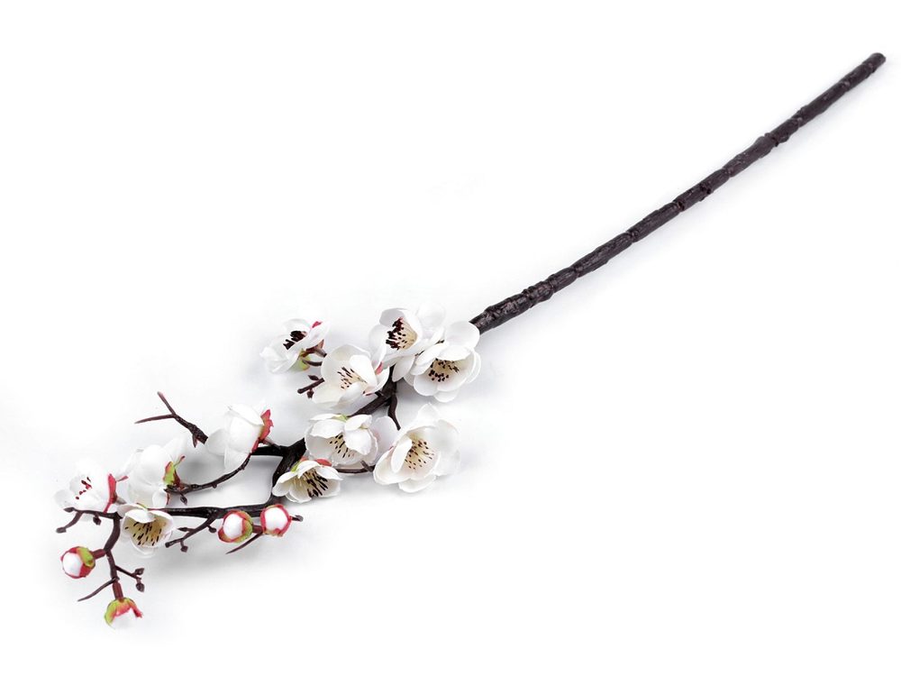 Umělá větvička jabloňový květ - 1 bílá