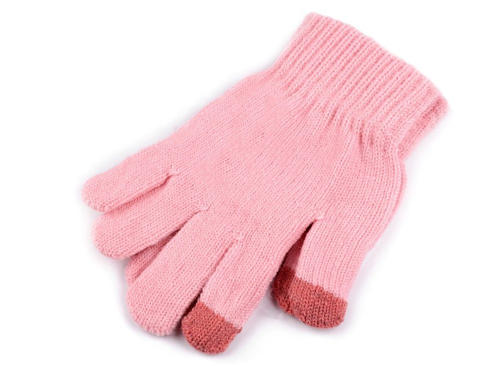 Dámské pletené rukavice - 18 růžová sv.