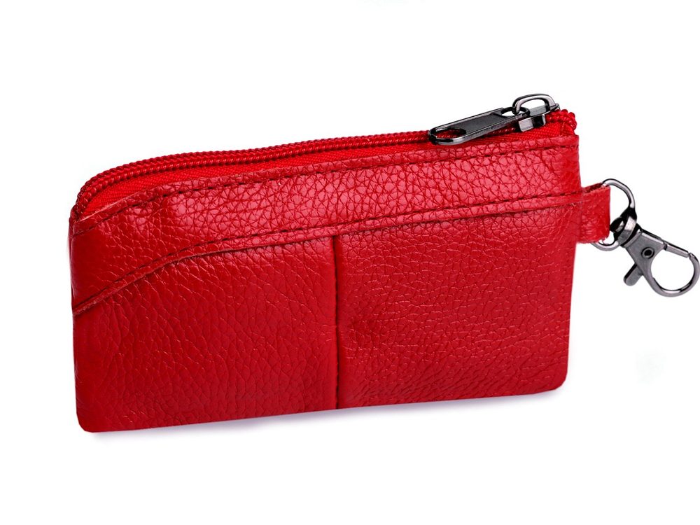 Klíčenka / peněženka malá, kožená 7x13 cm - 1 červená