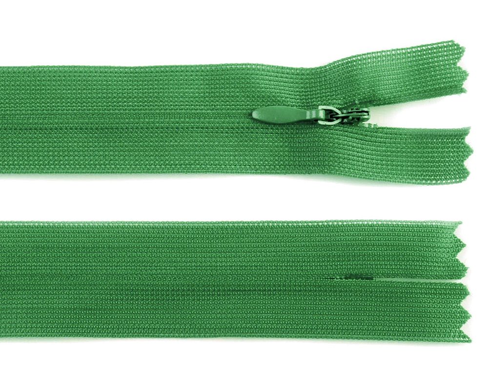 Spirálový zip skrytý šíře 3 mm délka 50 cm Dederon - 243 zelené kapradí