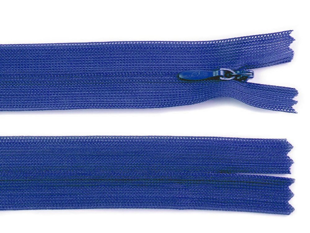 Spirálový zip skrytý šíře 3 mm délka 50 cm Dederon - 213 modrá safírová