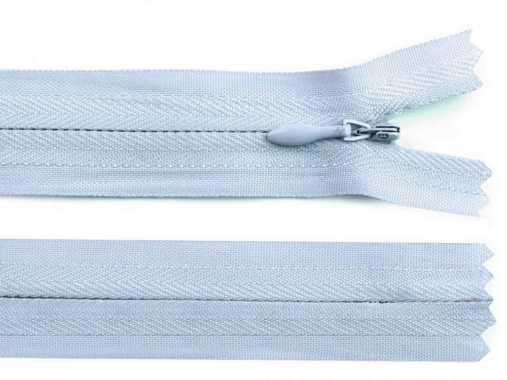 Zip skrytý nedělitelný 3 mm délka 40 cm - 183 modrá ledová