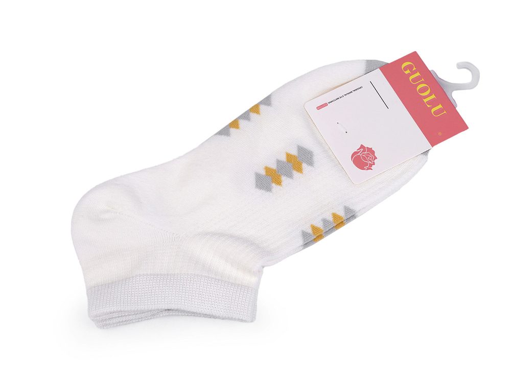 Dámské / dívčí bavlněné ponožky kotníkové - 1 bílá