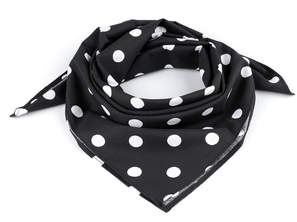 Bavlněný šátek s puntíky 65 x 65 cm - 55 (bsp079) černá bílá