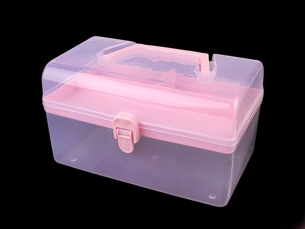 Plastový box / kufřík - 1 růžová sv.