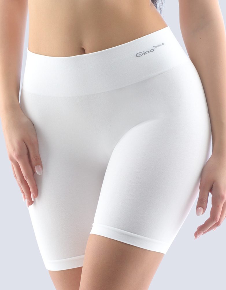 GINA dámské boxerky prodloužené, kratší nohavička, bezešvé, klasické, jednobarevné Bamboo PureLine 03017P - bílá - M/L