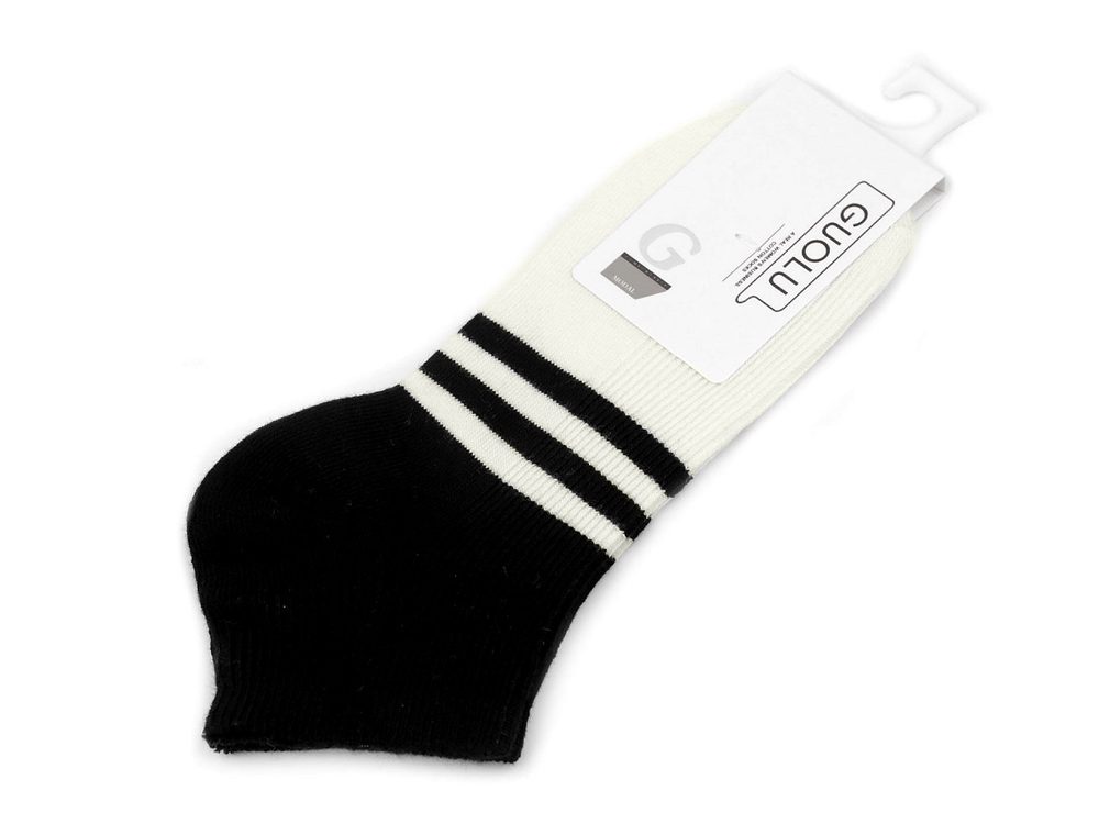 Dámské / dívčí bavlněné ponožky kotníkové - 1 krémová světlá černá
