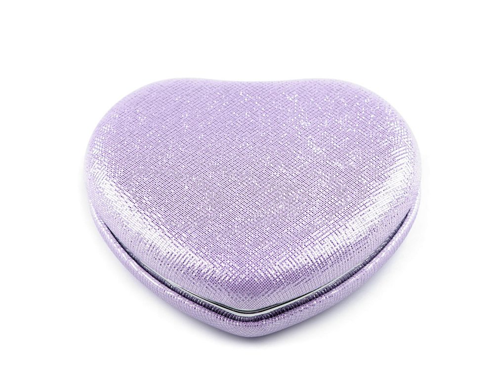 Kosmetické zrcátko srdce metalické - 4 fialová lila