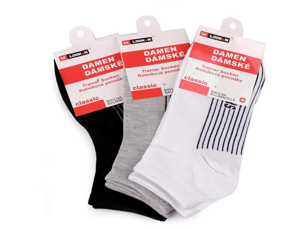 Dámské bavlněné ponožky kotníkové 3 KUSY - 3 (vel. 35-38) mix