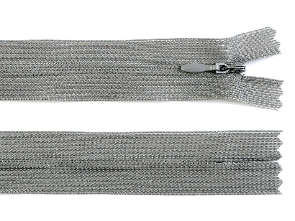 Spirálový zip skrytý šíře 3 mm délka 40 cm dederon - 528 šedá perlová