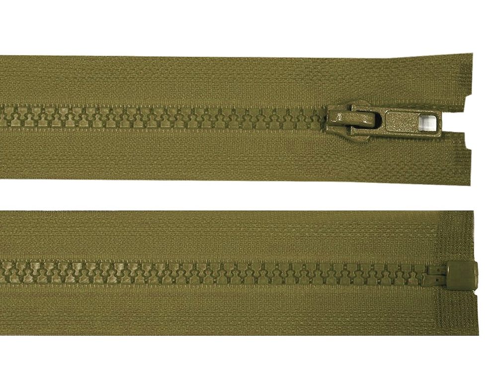 Bundový Kostěný Zip: Šíře 5 mm, Délka 70 cm - 298 zelená khaki tmavá
